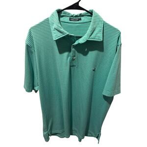 Southern Marsh Men's XL Green White Striped Golf Polo Duck Logo